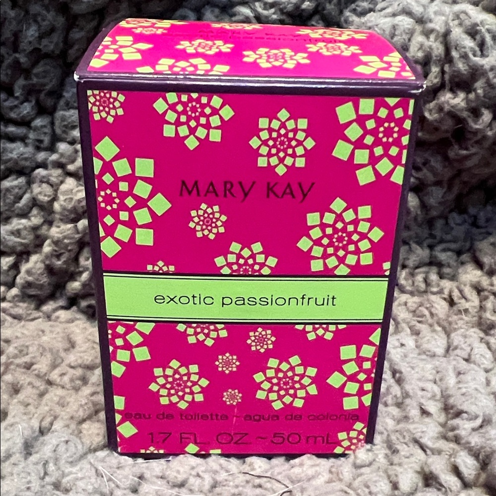 Mary Kay Exotic Passionfruit Fragrance with Pink and Green Design
